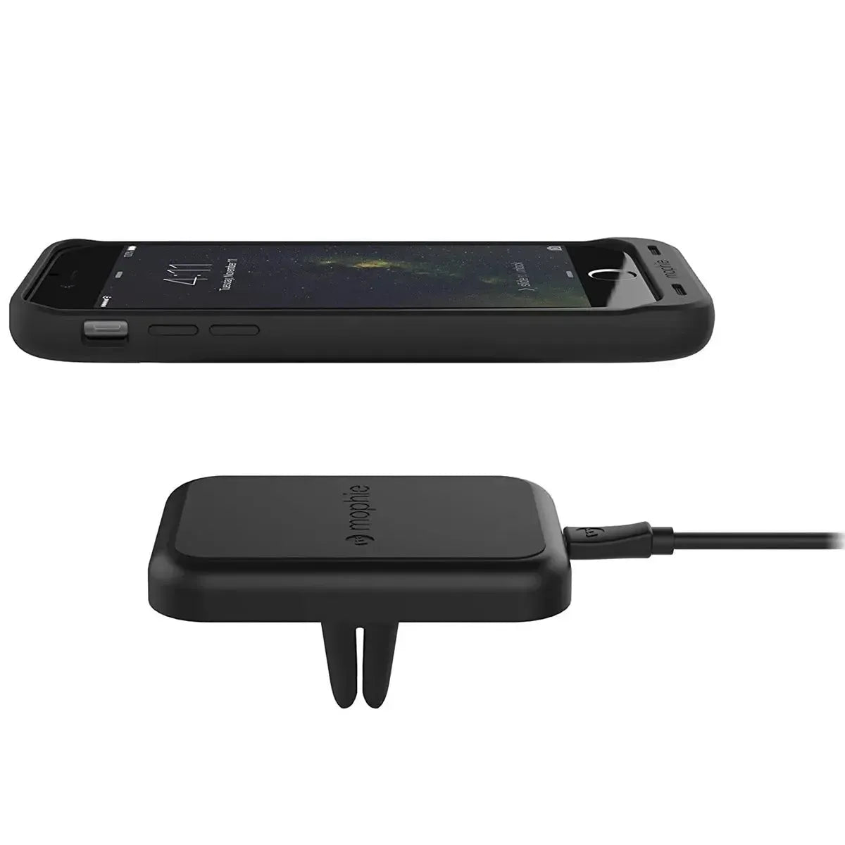 Mophie B-3452 Universal Force 2.4A Wireless Magnetic Vent Car Mount Charger Black (In Plain White Box)