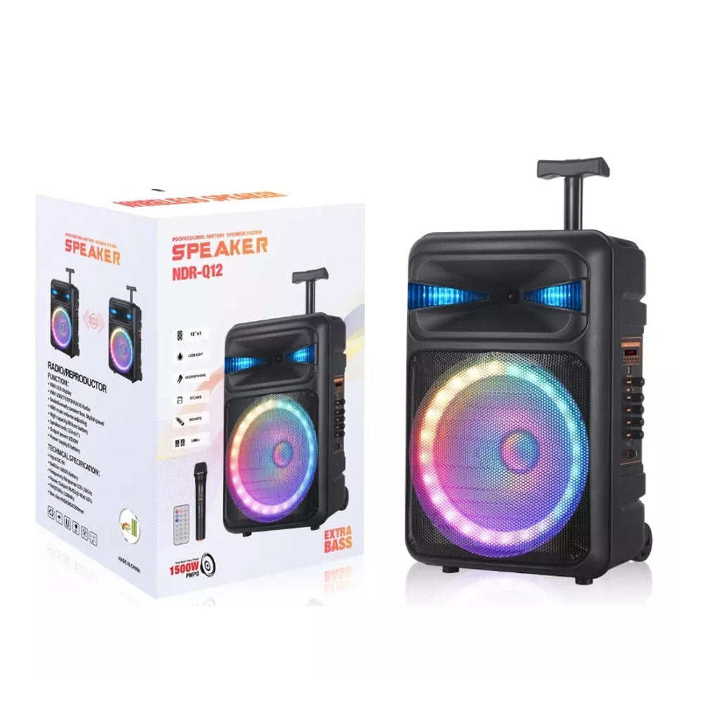 NDR-Q15 TWS 15Inch Portable Heavy Bass 60W Trolley Speaker Black