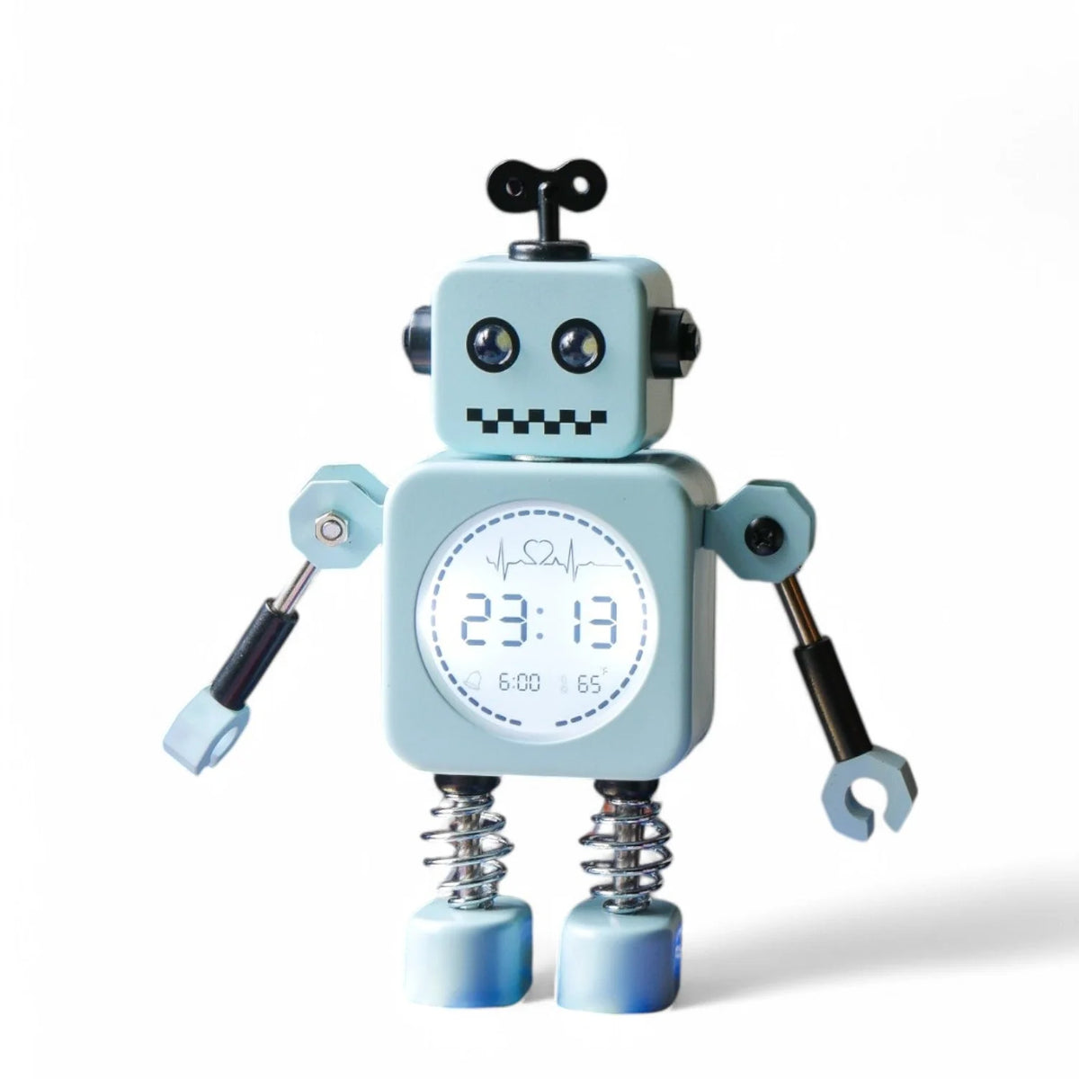 Robot Time Bedside Alarm Clock- Wind Up Blue