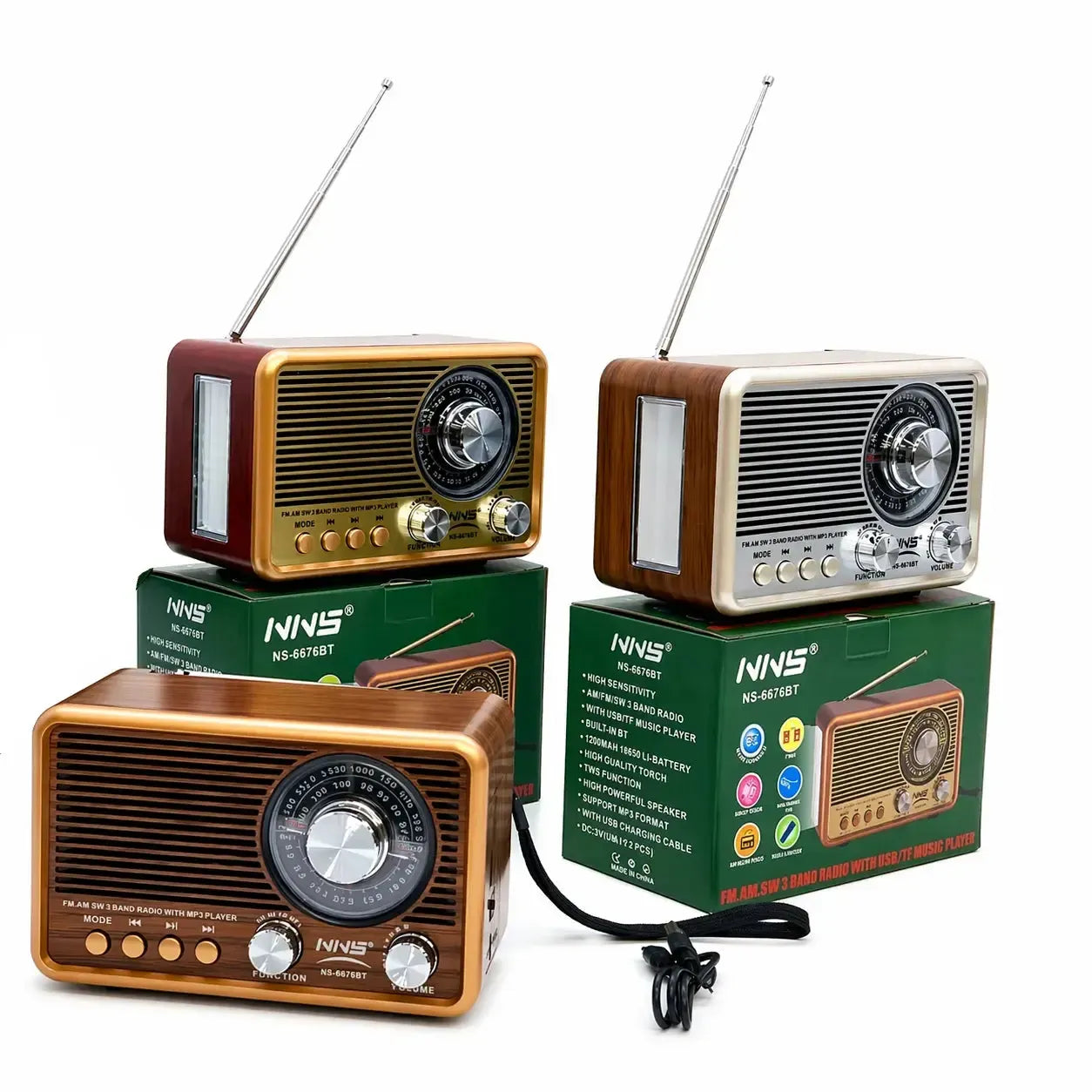 Raiseng NS-6676BT Multi Band Classic Vintage BT Radio