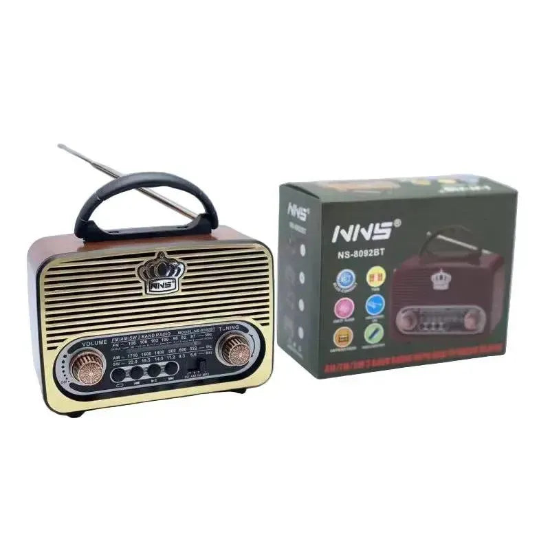 Raiseng NS-8092BT Portable Classic Retro All In 1 BT Wooden Radio