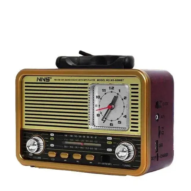 Raiseng NS-8898BT Portable Retro Multi Band BT With Clock Radio