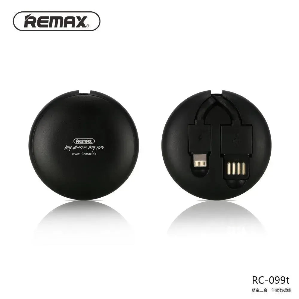 Remax Rc-099t Retractable 2 In 1 Usb Cable Lighting & Micro Black