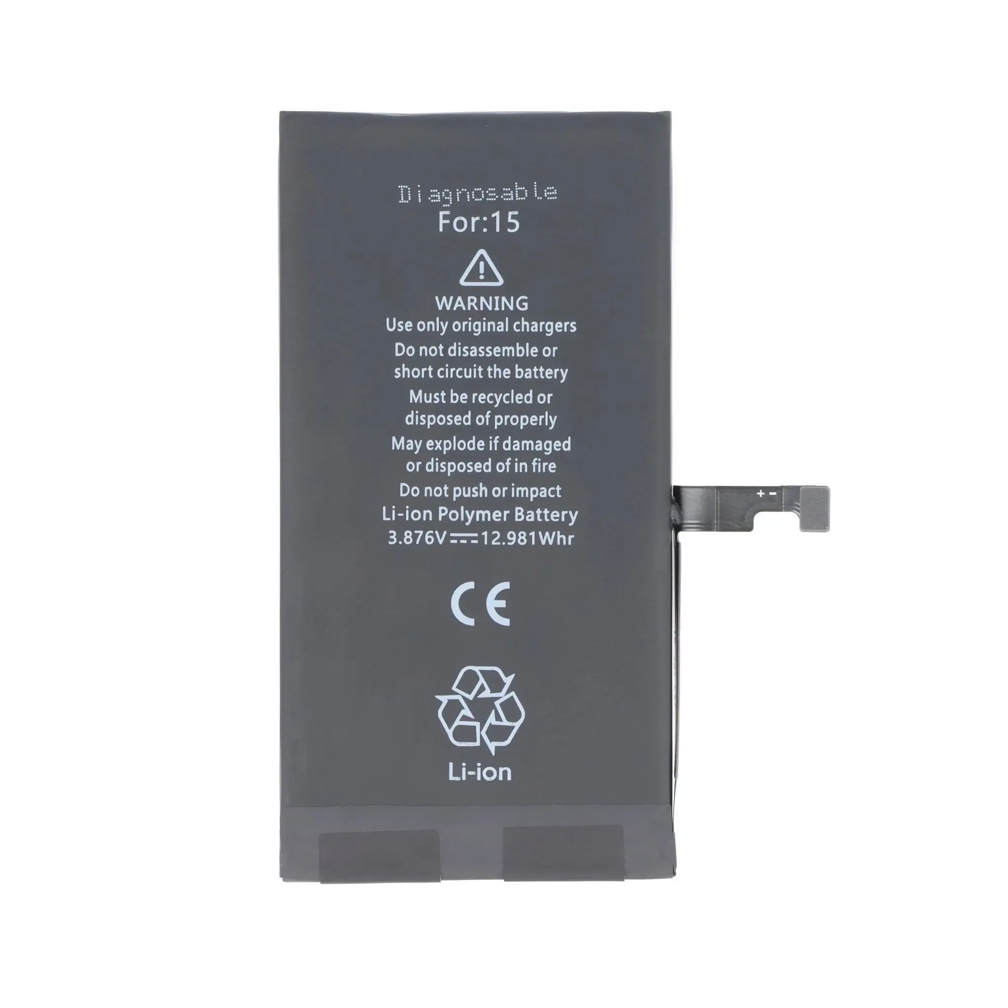 Replacement Battery For Apple iPhone 15 - Diagnostic | No Pop Up Warning Message
