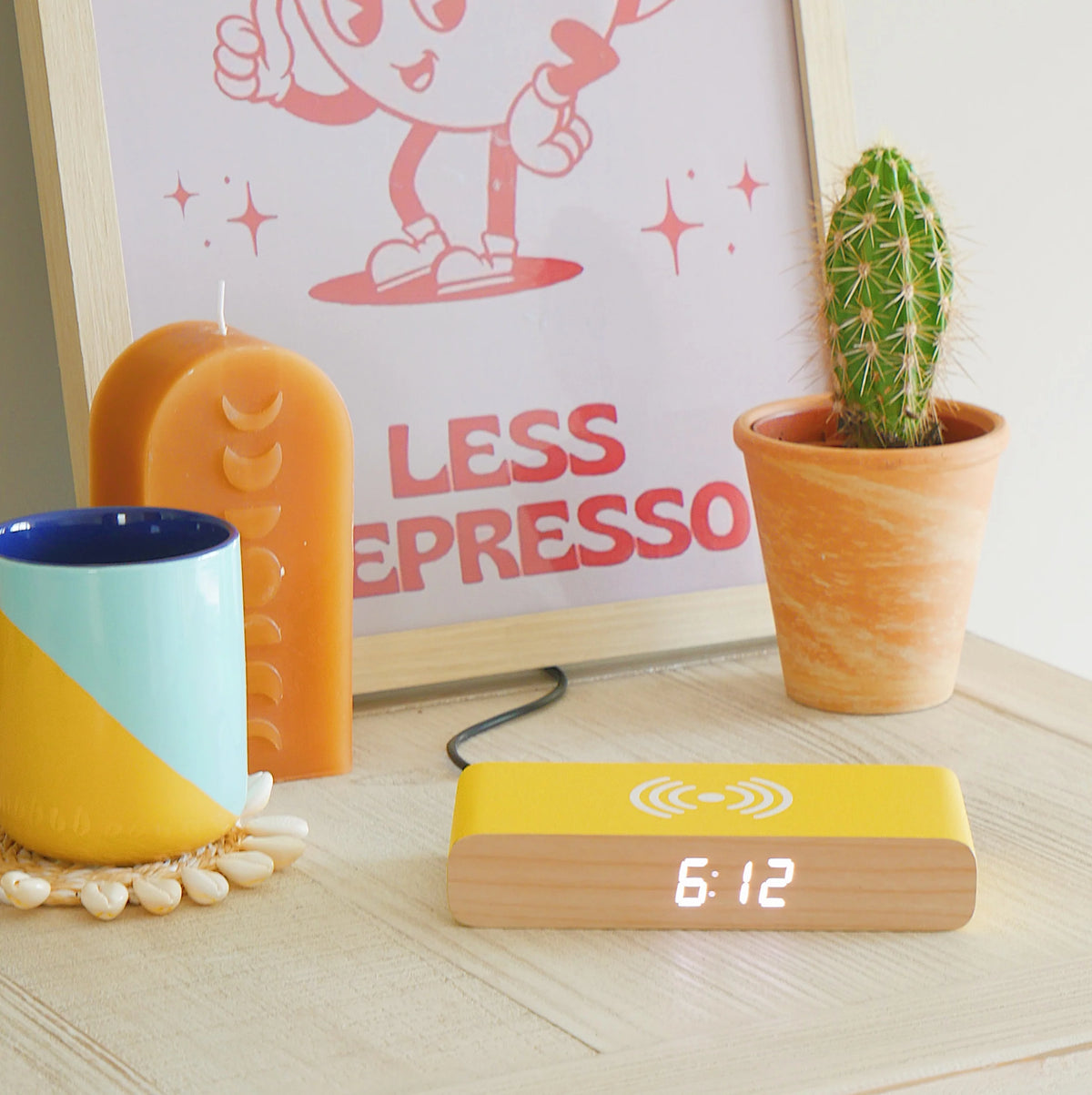 Rise Charge Wireless Phone Charger & Alarm Clock - Yellow