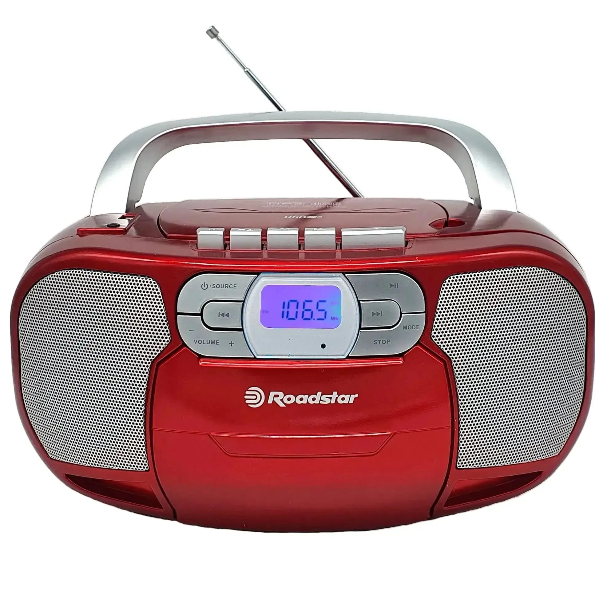 Roadstar RCR-4635 Portable Stereo System With FM PLL Radio CD-MP3 Red