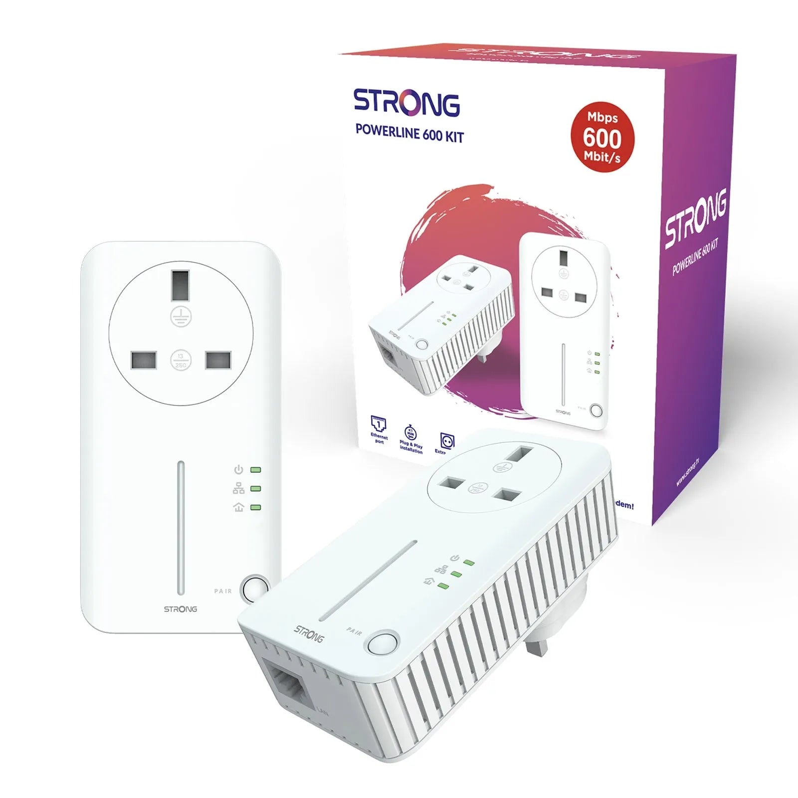 STRONG POWERL 600 DUO UK Powerline Adapter Kit - Twin Pack