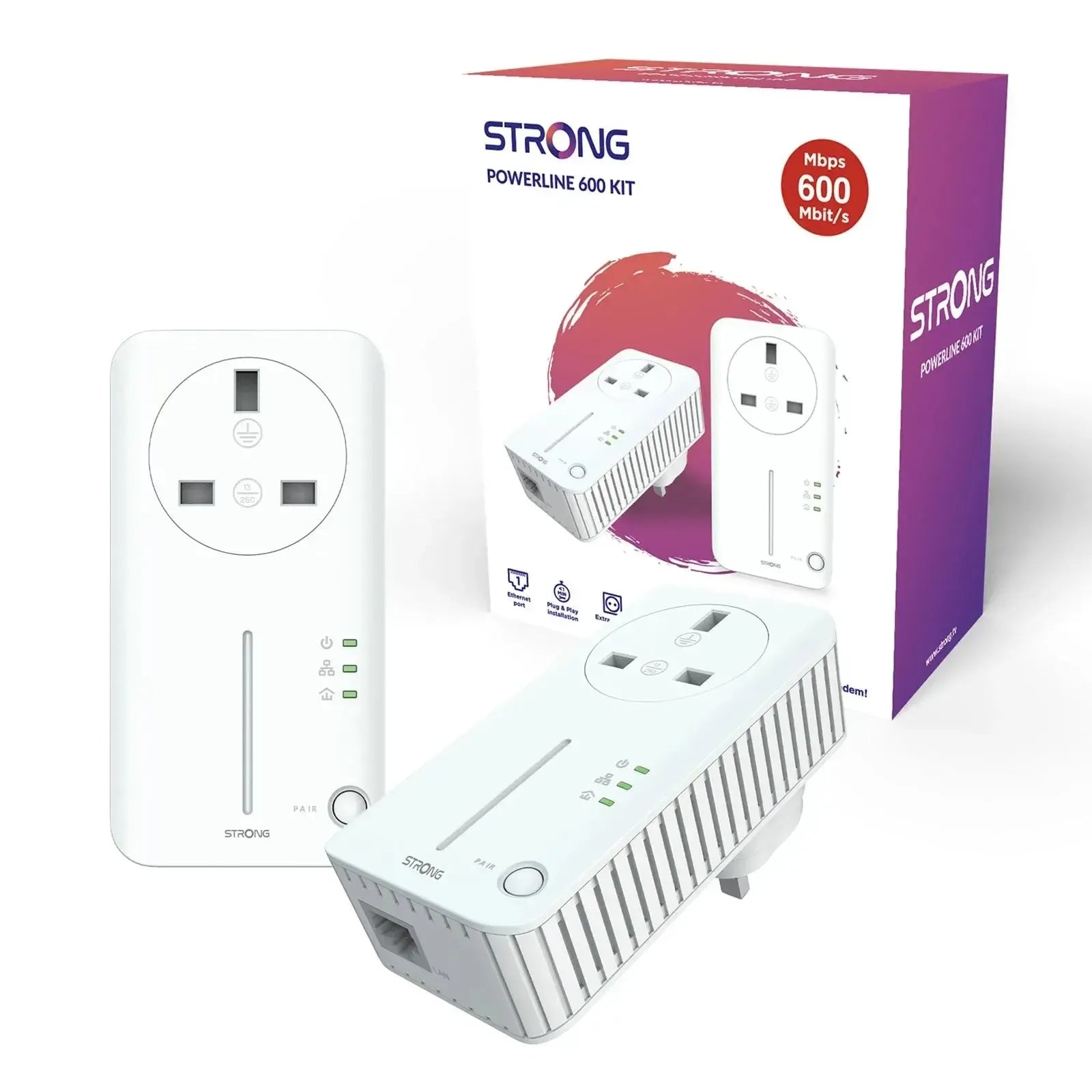 STRONG POWERL 600 DUO UK Powerline Adapter Kit - Twin Pack