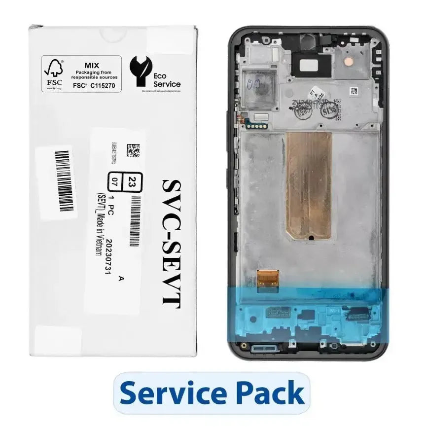 Samsung Galaxy A54 SM-A546 Display Screen Replacement Assembly with Frame Black | Original Service Pack