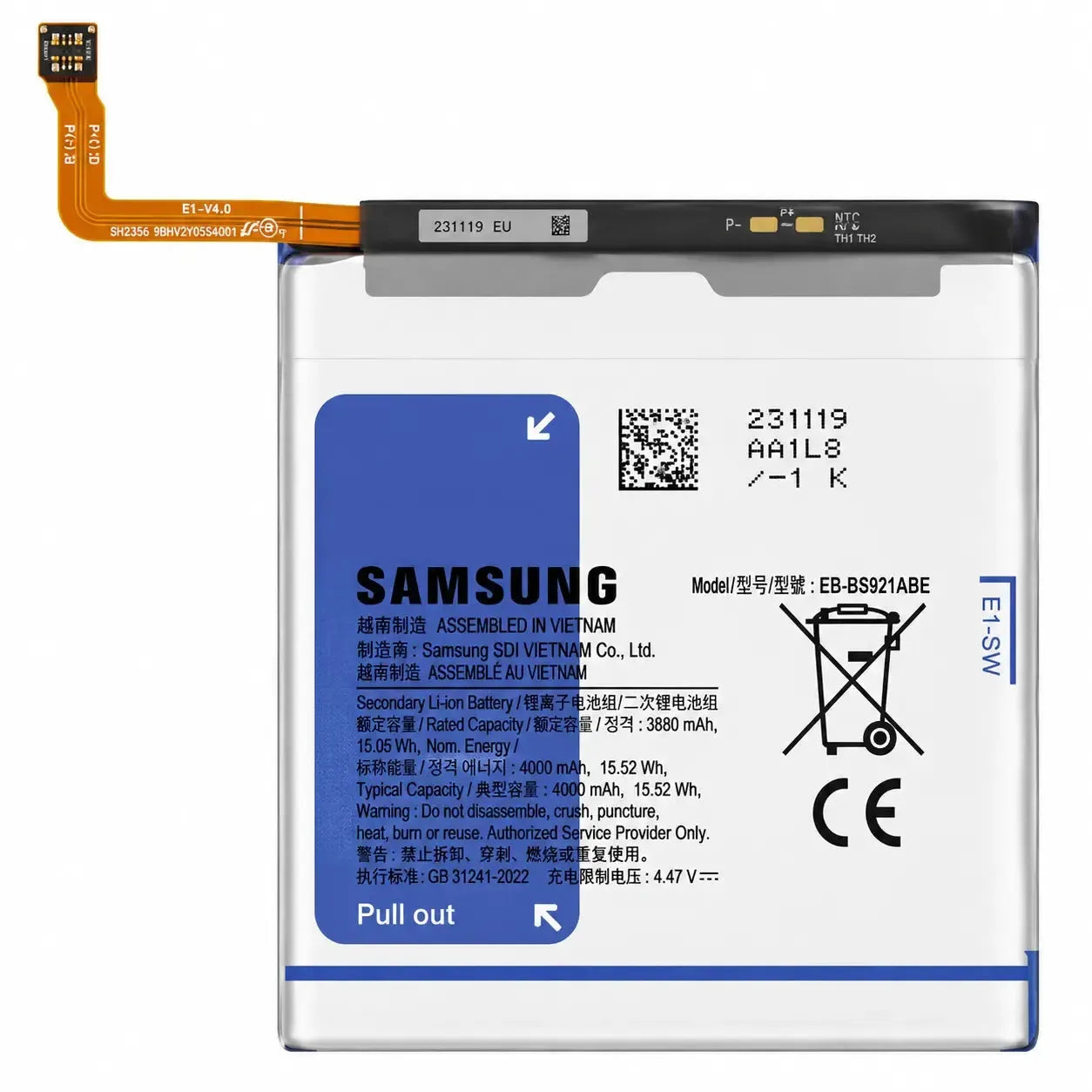 Samsung Galaxy S24 SM-S921 Battery EB-BS921ABE 4000mAh | GH82-33290A Original Service Pack