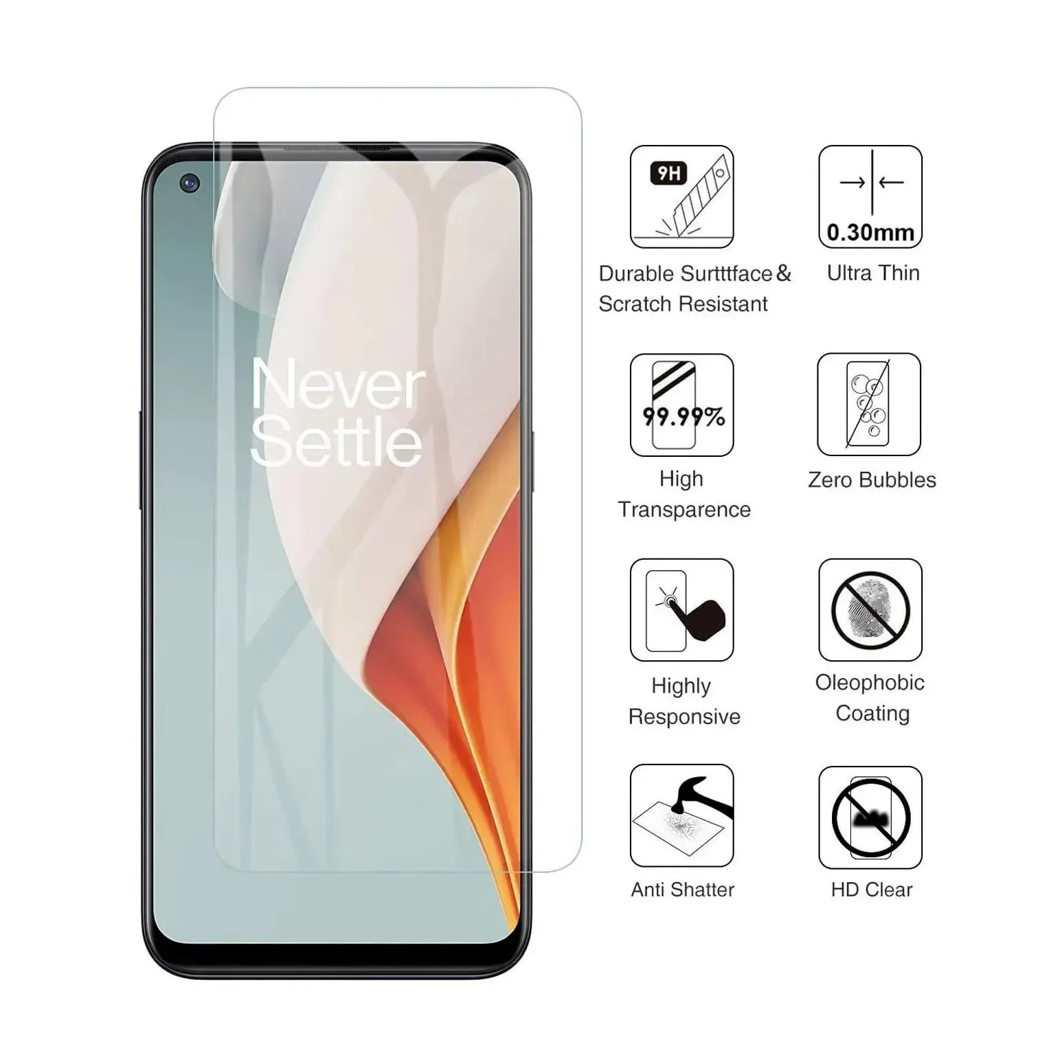 Screen Protector For OnePlus Nord N100 Tempered Glass