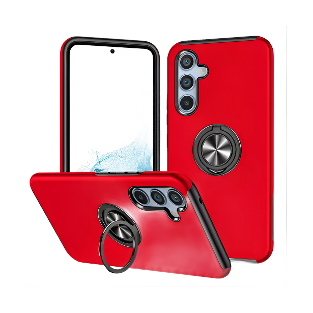 For Samsung Galaxy S25 FE Dual Layer Invisible Ring Case Red