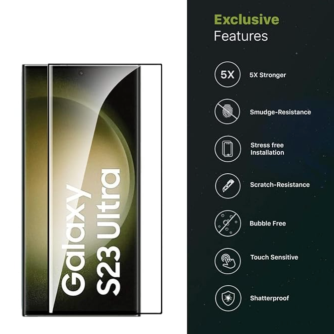 For Samsung Galaxy S23 Ultra Full Coverage 9D Tempered Glass-www.firsthelptech.ie