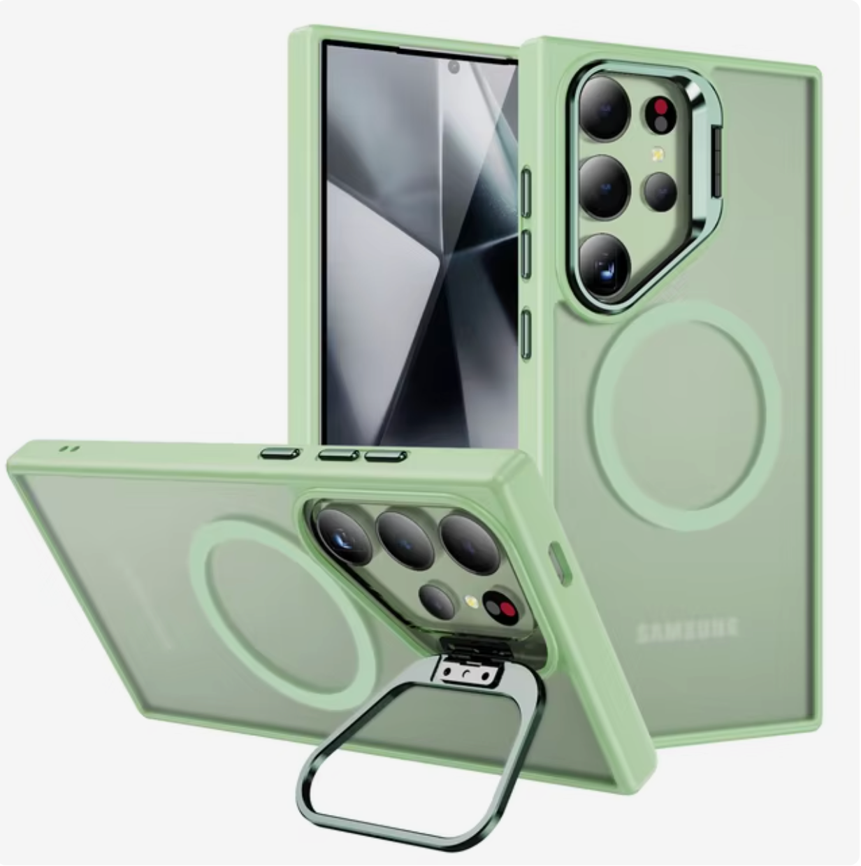 For Samsung Galaxy S24 FE Skin-Feel (Camera Holder) Magsafe Case Green