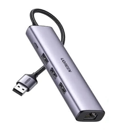 UGREEN 20915 USB 3.0 To 3 USB 3.0 / RJ45 / Type-C 100W Power Adapter