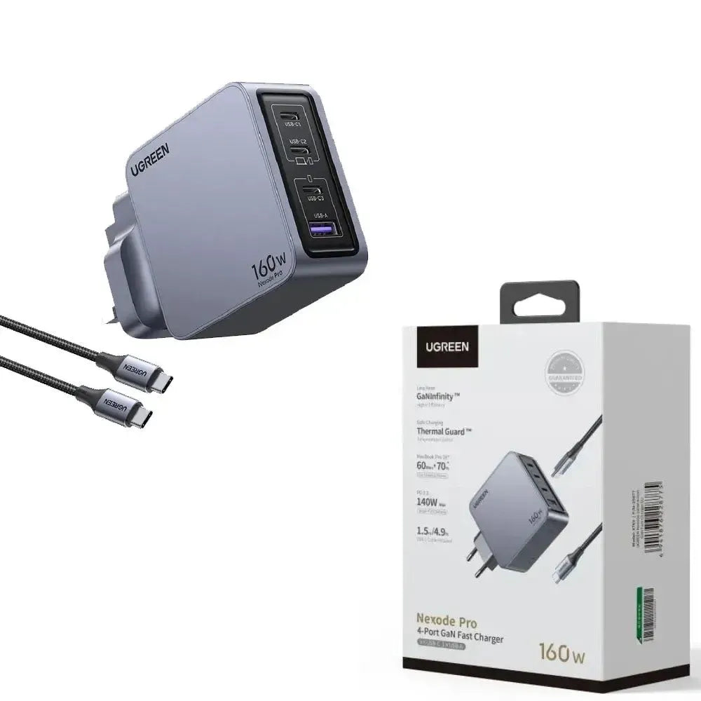 UGREEN 25878 Nexode Pro 160W 4-Port GaN Fast Charger Set Black