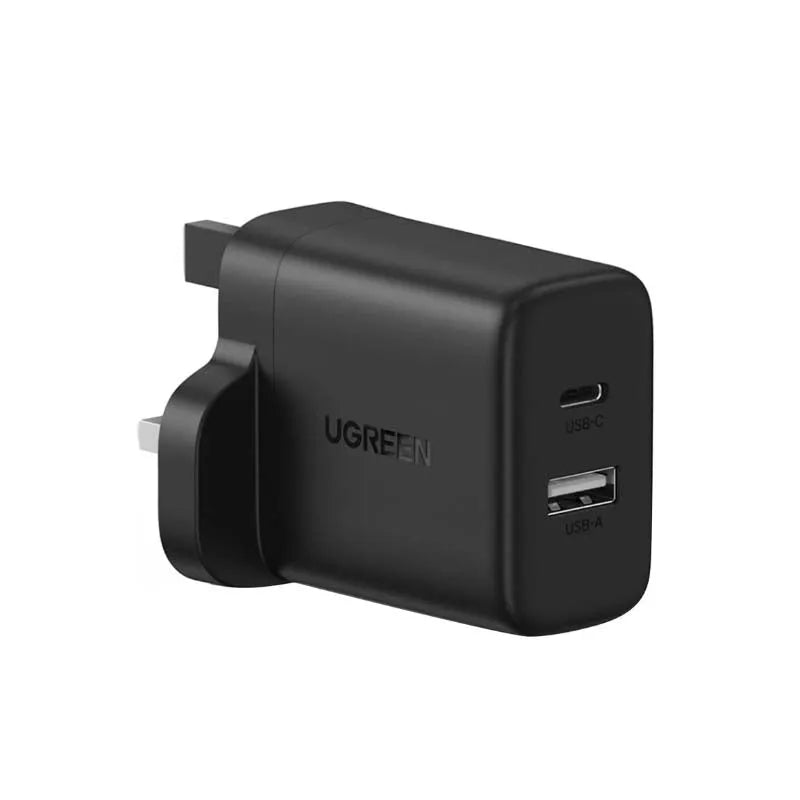 UGREEN 45304 Dual Port Type-C & USB 20W PD Power Adapter Black