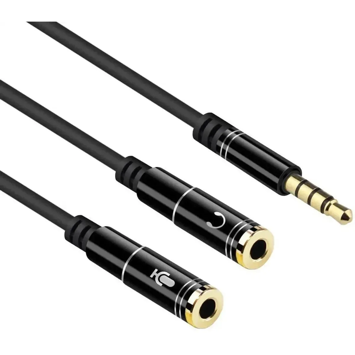 Universal Dual Female Splitter 3.5mm Male to 2 Dual Female Y Splitter Adapter for Computer Black