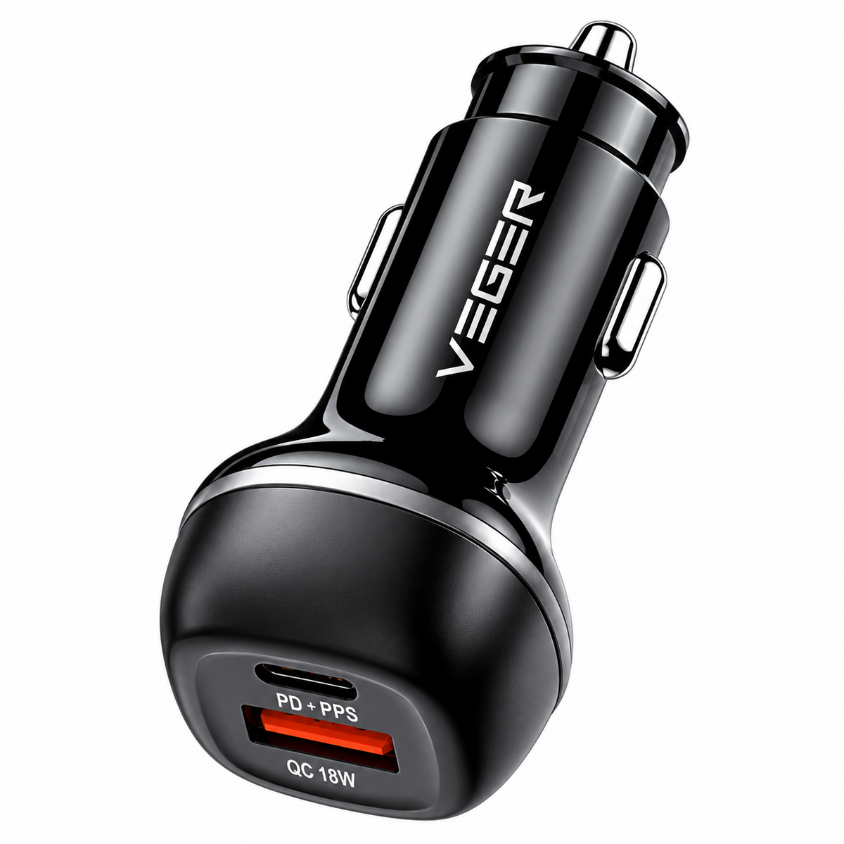 Veger CC89 USB-C & USB-C / Lightning QC PD 84W CC89 Car Charger Black