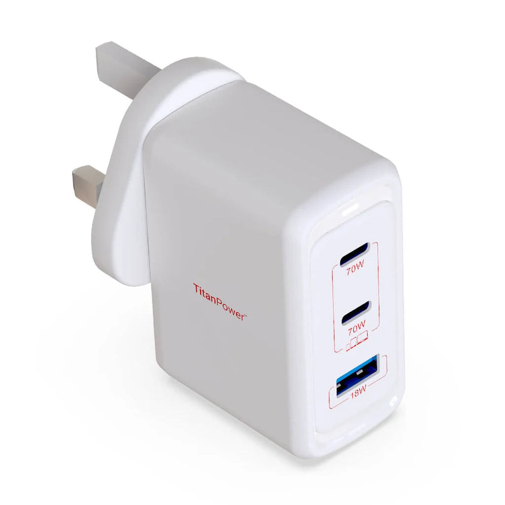 Suparo 70W GAN Dual USB-C & USB-A Charger - White