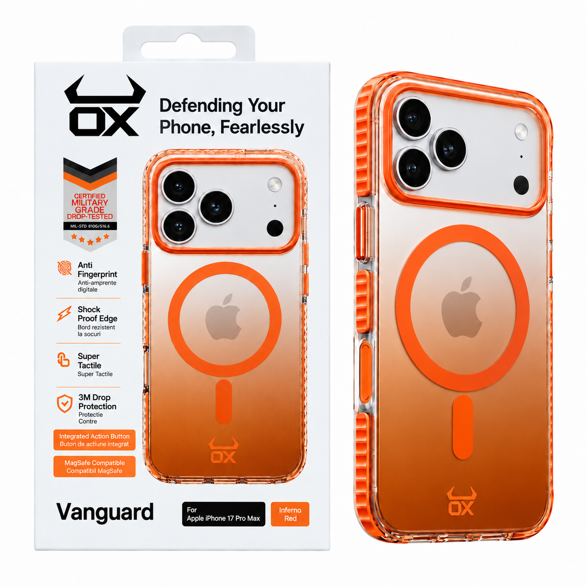 For Apple iPhone 17 Pro Max OX Vanguard Case MagSafe - Inferno Orange