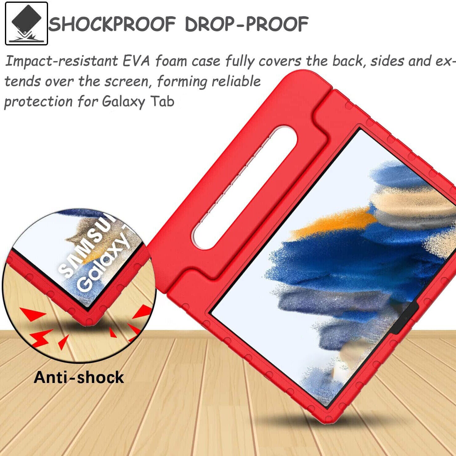 For Samsung Galaxy Tab A11 Plus Kids Case Shockproof Cover With Stand - Red