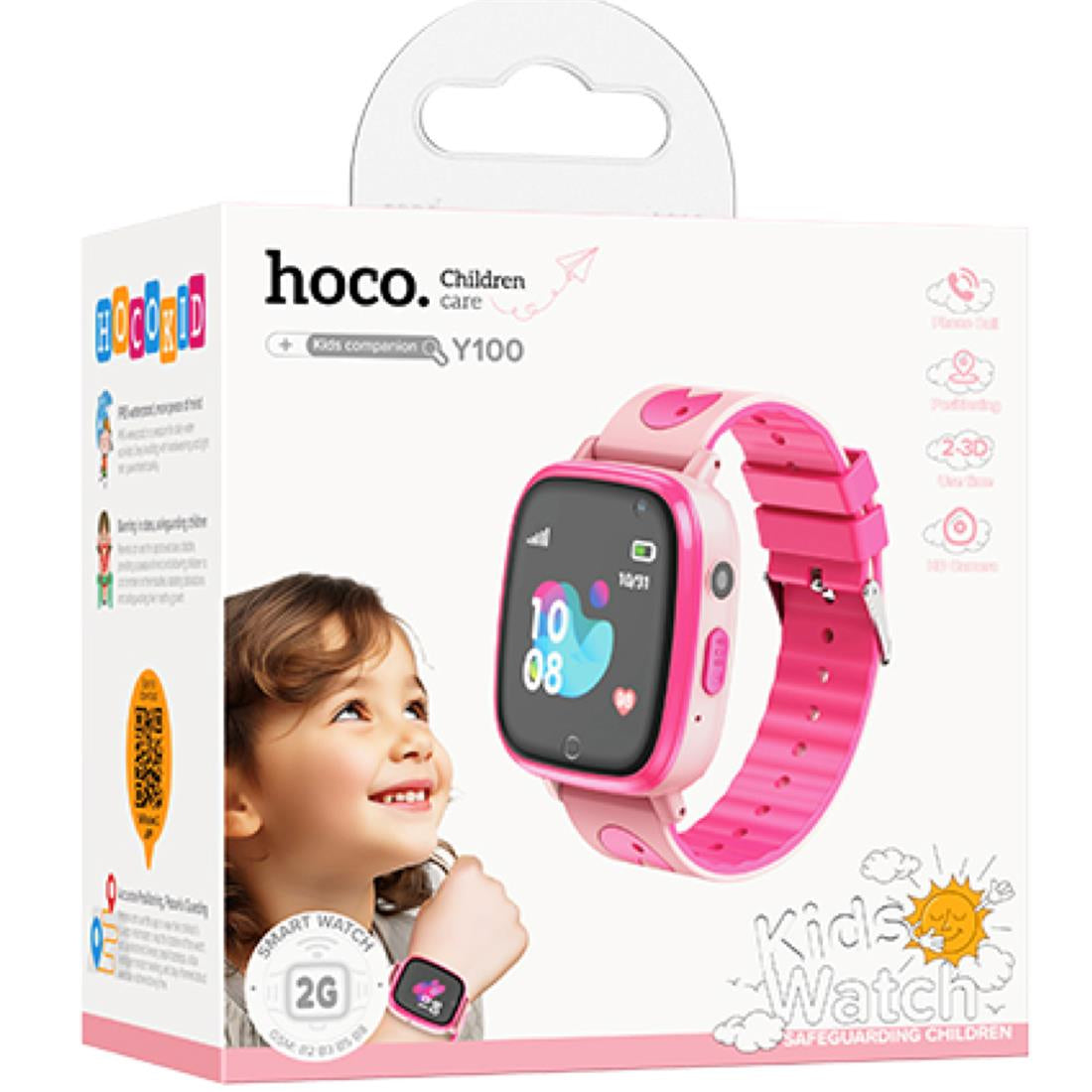 Hoco Y100 Real Time Monitor Kids Watch With Call Function Pink