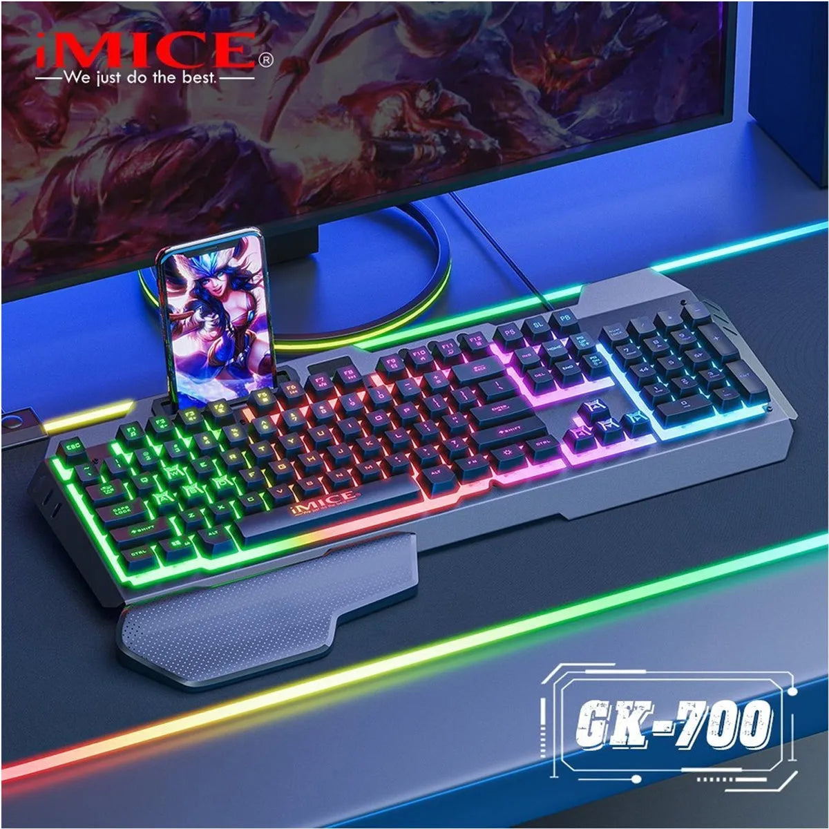 iMICE GK-700 Retro Punk Backlight Wired USB Gaming Keyboard Black