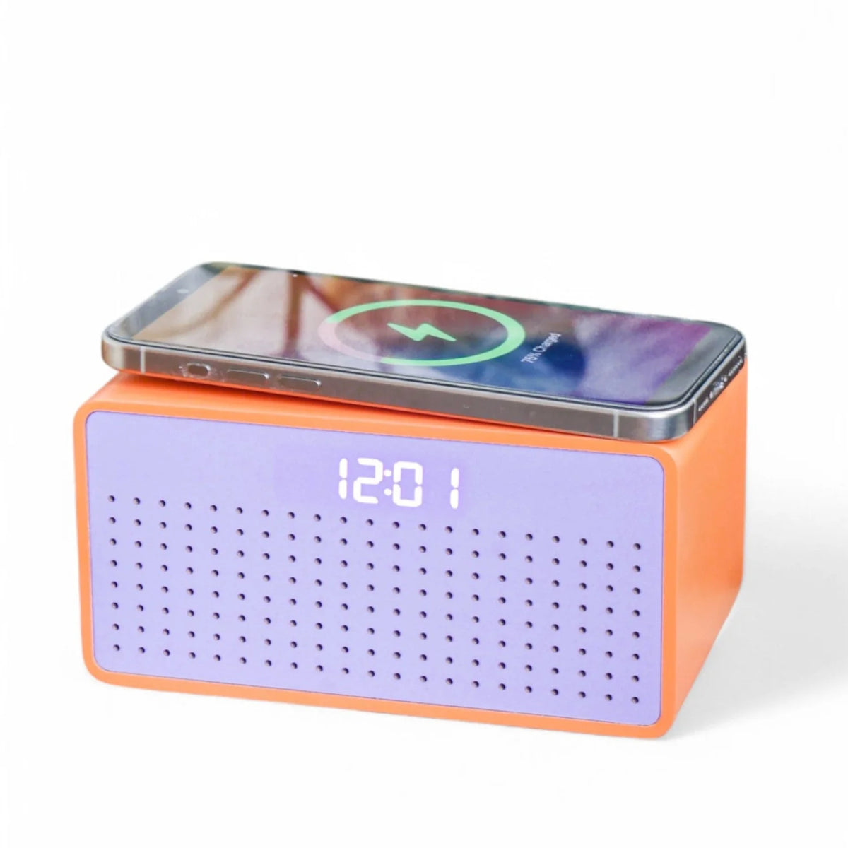 Rise Mix Wireless Phone Charger Bluetooth Speaker & Alarm Clock - Orange Purple