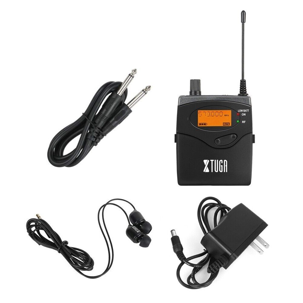 XTUGA RW2080 UHF Wireless Stage Singer In-Ear Monitor System Single BodyPack Receiver-www.firsthelptech.ie