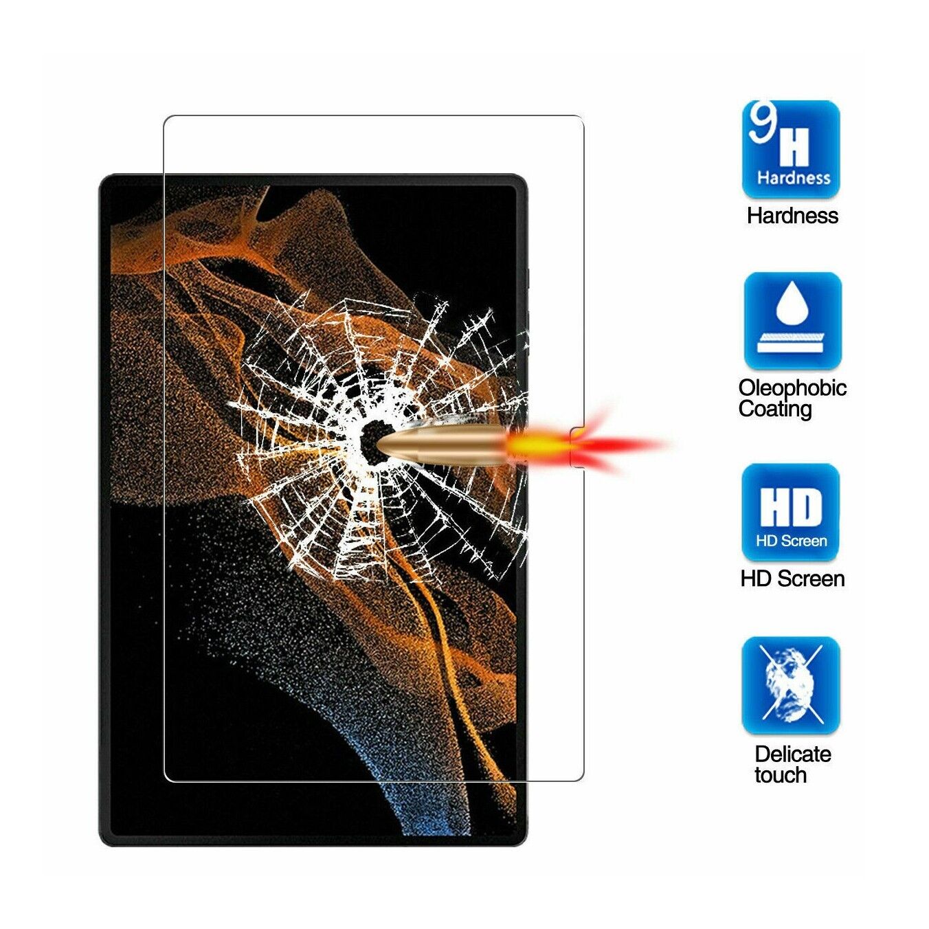 For Samsung Galaxy Tab S9 Ultra Tempered Glass Screen Protector-www.firsthelptech.ie