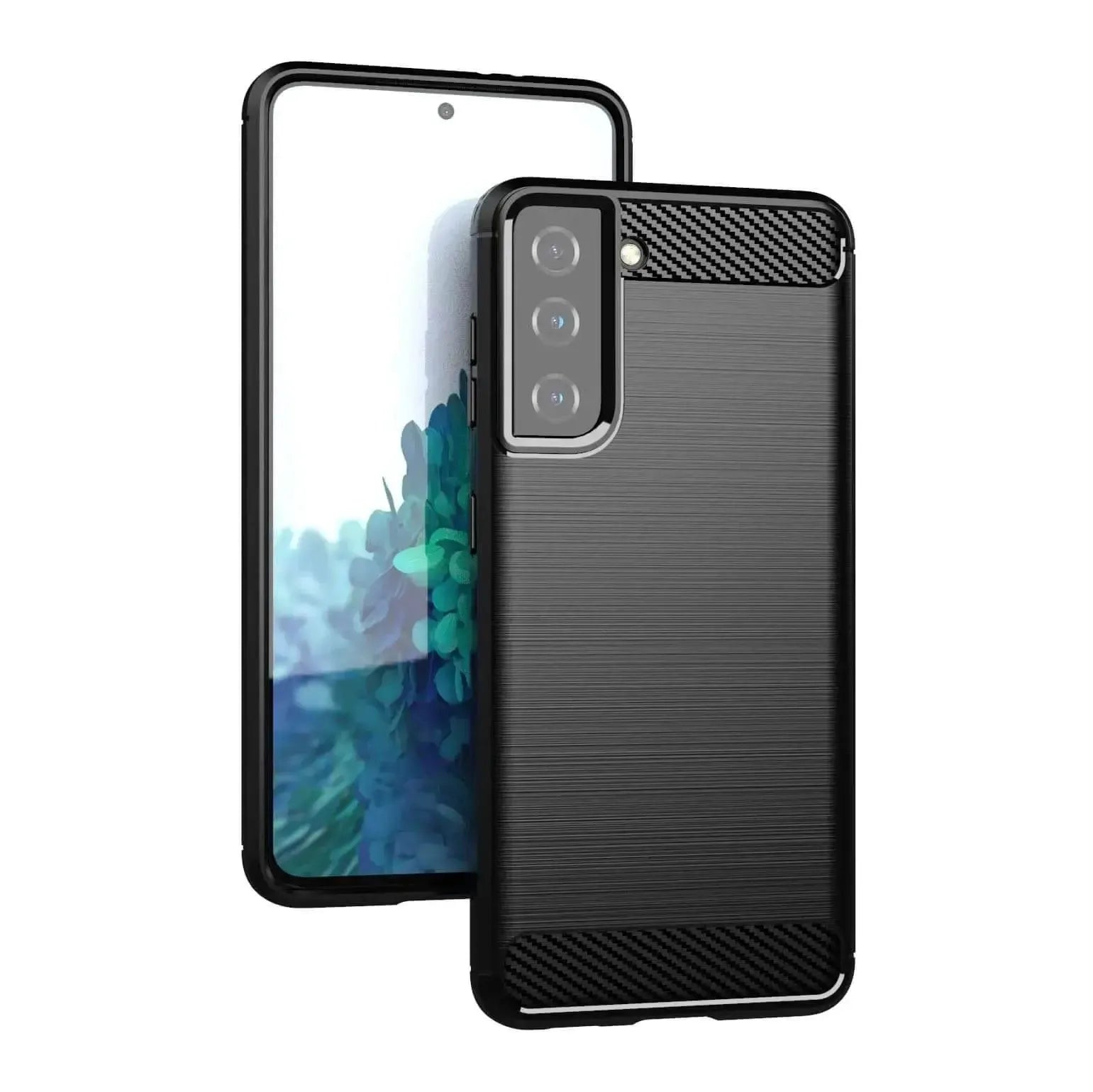 TPU Phone Cover For Samsung Galaxy S21 Carbon Fiber Case Black