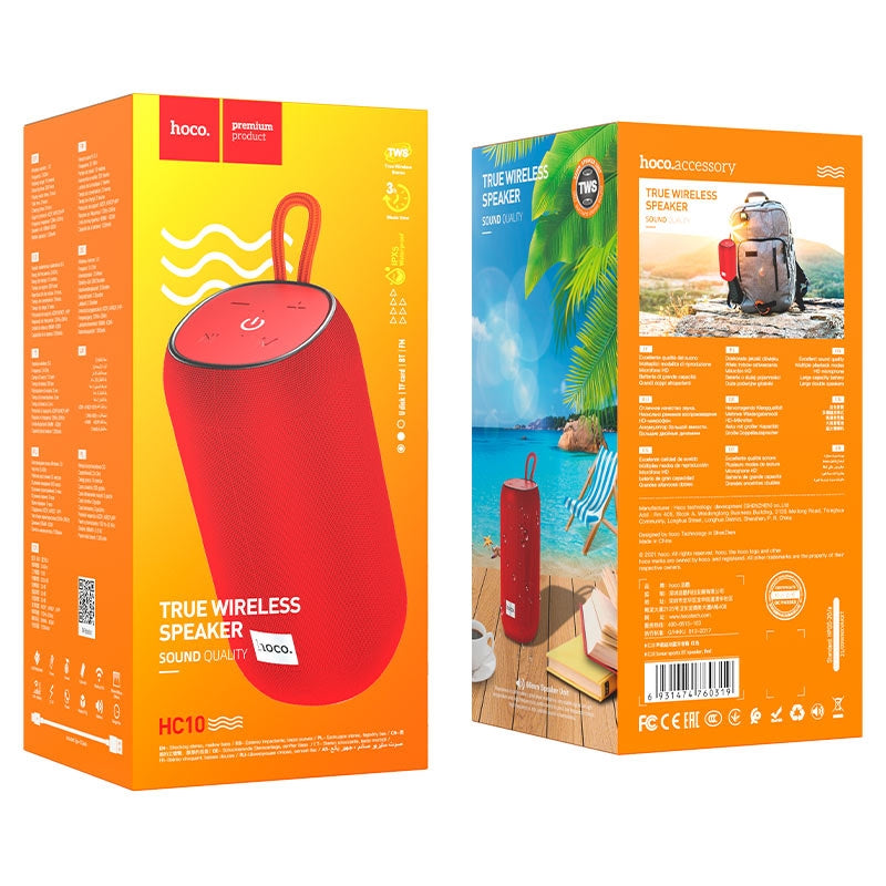 Hoco HC10 Sonar Portable Standerd Sports Bluetooth Speaker - Red-www.firsthelptech.ie