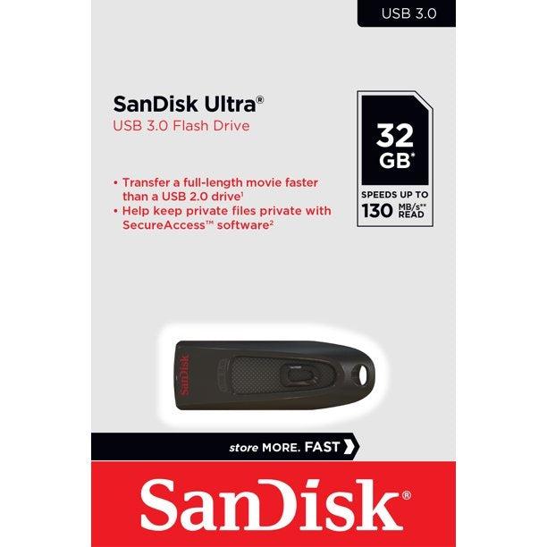 Sandisk Ultra U46 (USB) 3.0 Flash Drive 32GB 130/MB/s Black-www.firsthelptech.ie