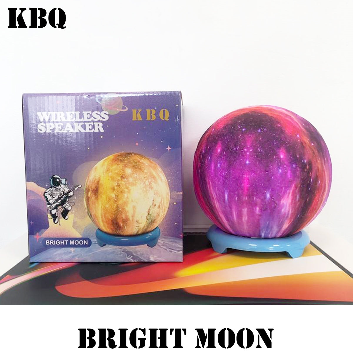 KBQ Rechargeable Bright Moon LED Touch Control Wireless Speaker 5W-www.firsthelptech.ie