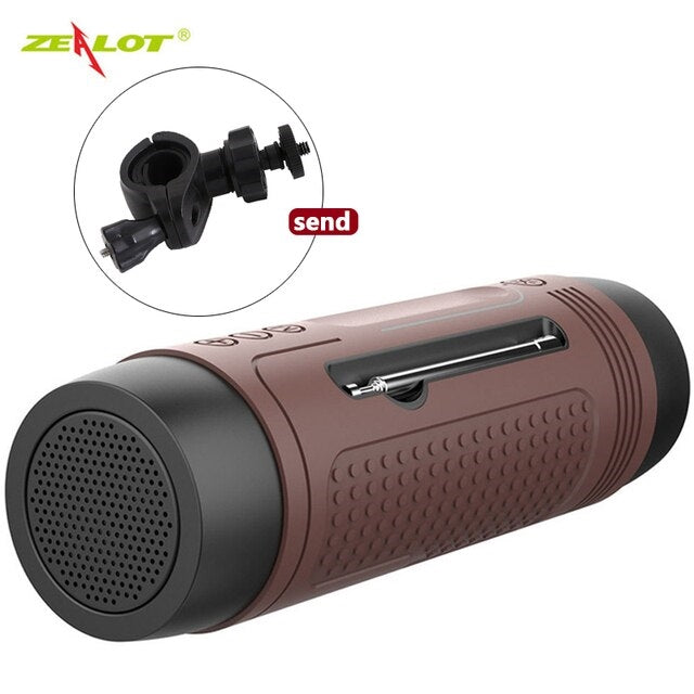 ZEALOT A2 Wireless Bicycle Mount Super Bass Bluetooth Speaker - Brown-www.firsthelptech.ie