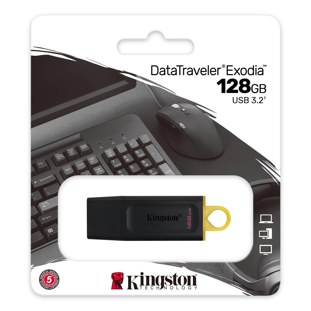 Kingston (USB) 3.2 Gen 1 Flash Drive 128GB Black & Yellow-www.firsthelptech.ie