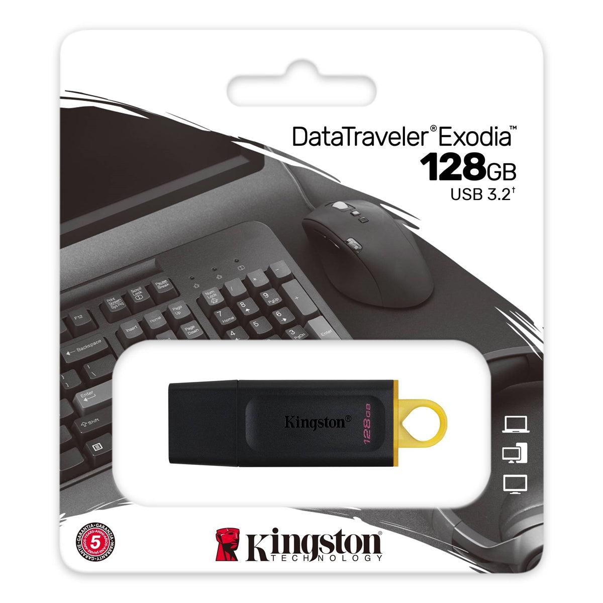 Kingston (USB) 3.2 Gen 1 Flash Drive 128GB Black & Yellow-Memory Cards & SSD-First Help Tech