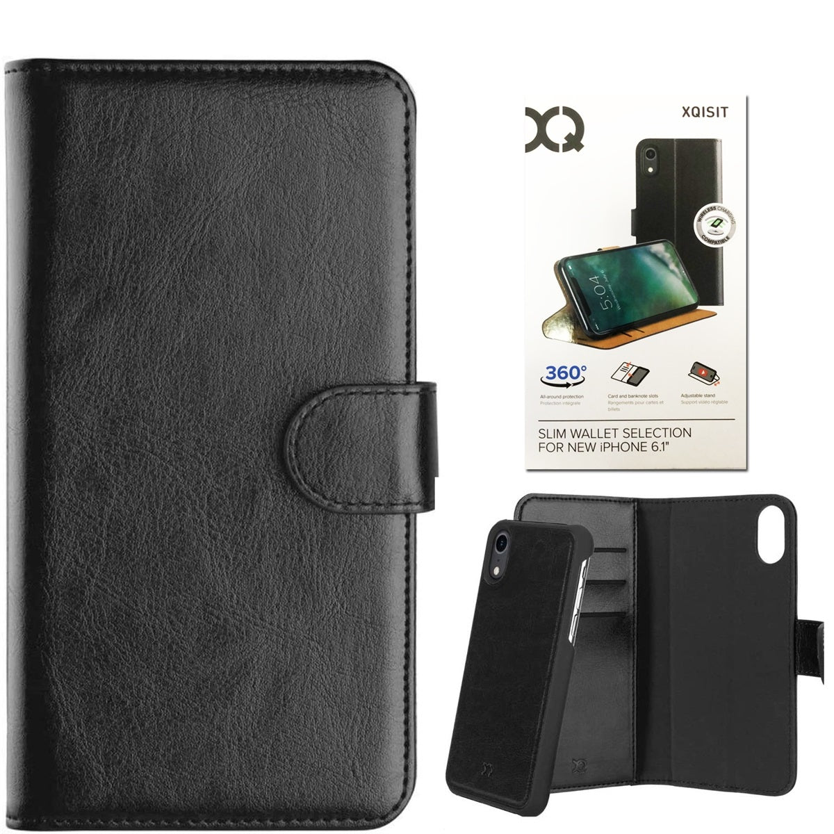 For Apple XQISIT iPhone XR Premium Wallet Case Black-www.firsthelptech.ie