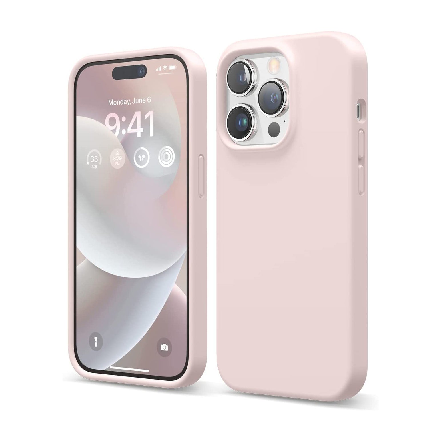 Liquid Silicone Case For Apple iPhone 14 Pro Luxury Thin Phone Cover Pink Sand-www.firsthelptech.ie