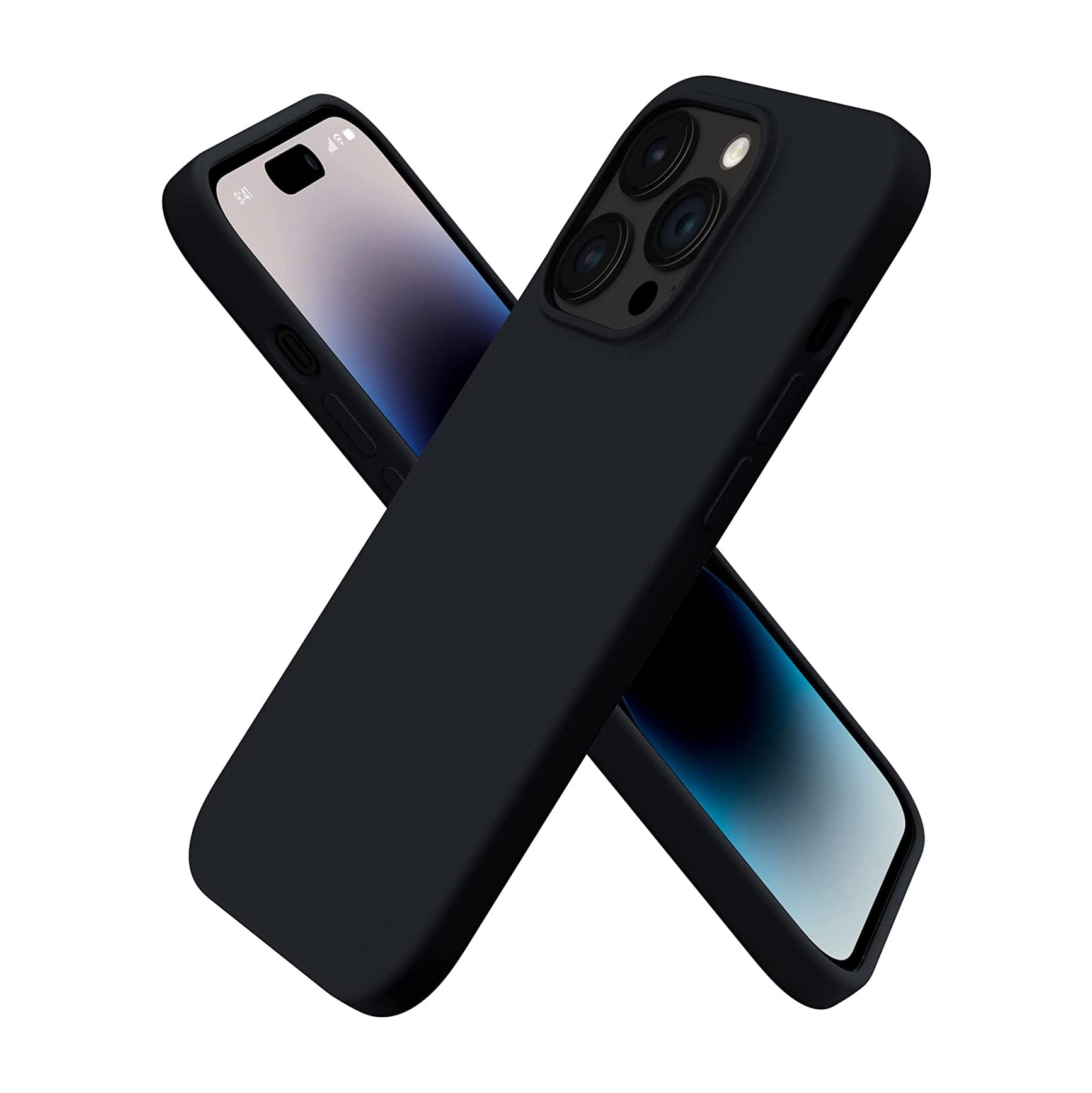 Liquid Silicone Case For Apple iPhone 14 Pro Luxury Thin Phone Cover Black-www.firsthelptech.ie
