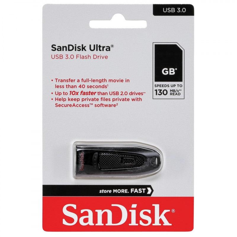 Sandisk Ultra U46 (USB) 3.0 130/MB/s 256GB Flash Drive Black-Memory Cards & SSD-First Help Tech