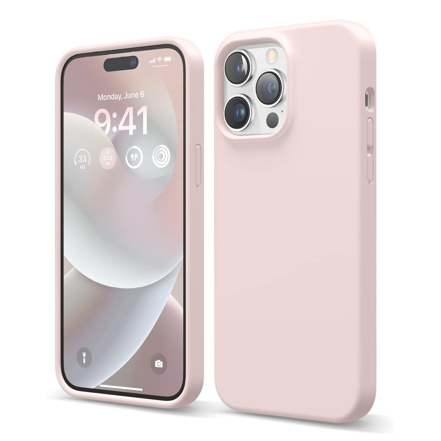 Liquid Silicone Case For Apple iPhone 14 Pro Max Luxury Thin Phone Cover Pink Sand-www.firsthelptech.ie