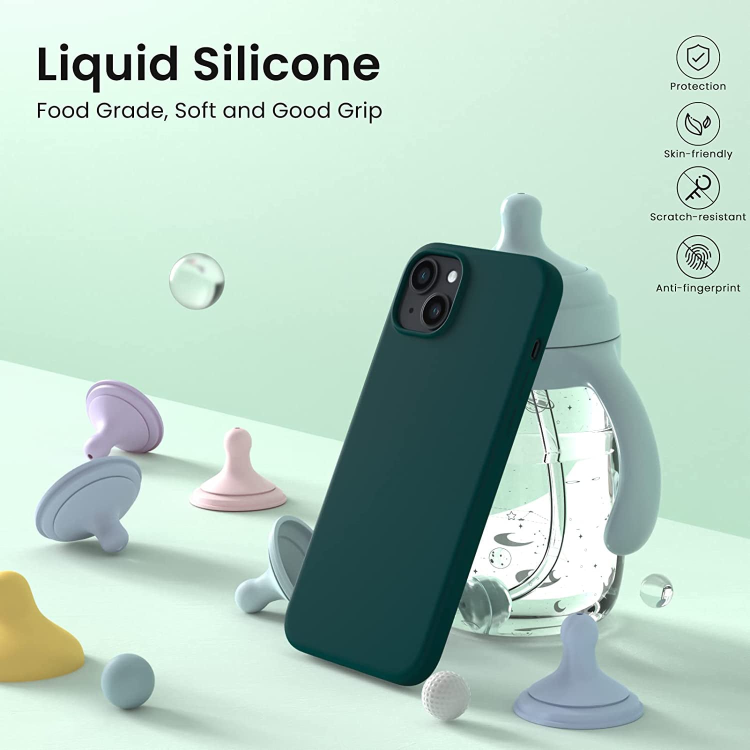 Liquid Silicone Case For Apple iPhone 14 Plus Luxury Thin Phone Cover Green-www.firsthelptech.ie