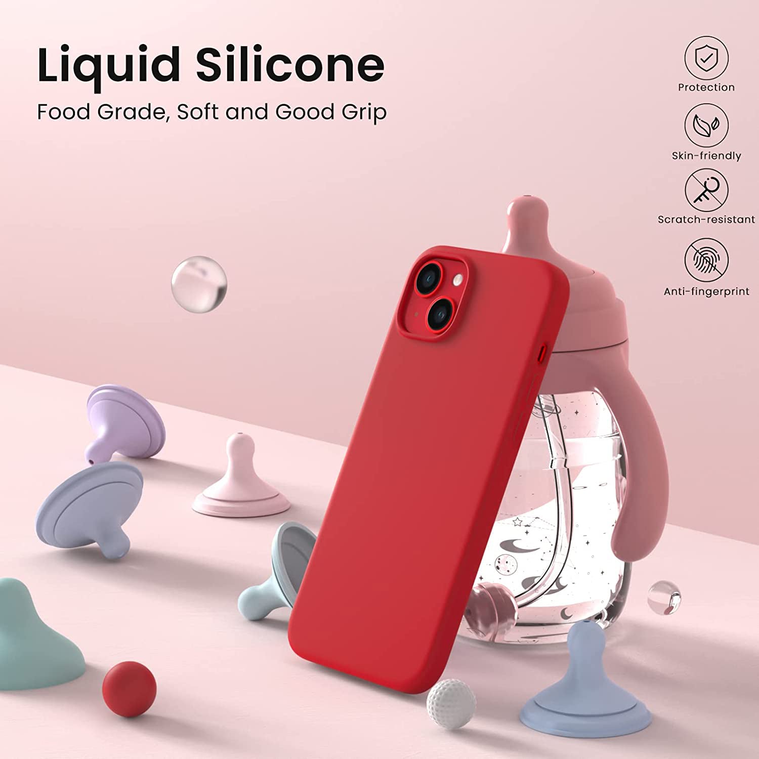 Liquid Silicone Case For Apple iPhone 14 Plus Luxury Thin Phone Cover Red-www.firsthelptech.ie