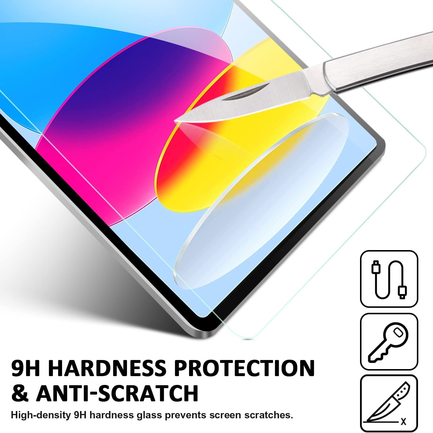 For Apple iPad 2022 10th Gen Tempered Glass Screen Protector-www.firsthelptech.ie