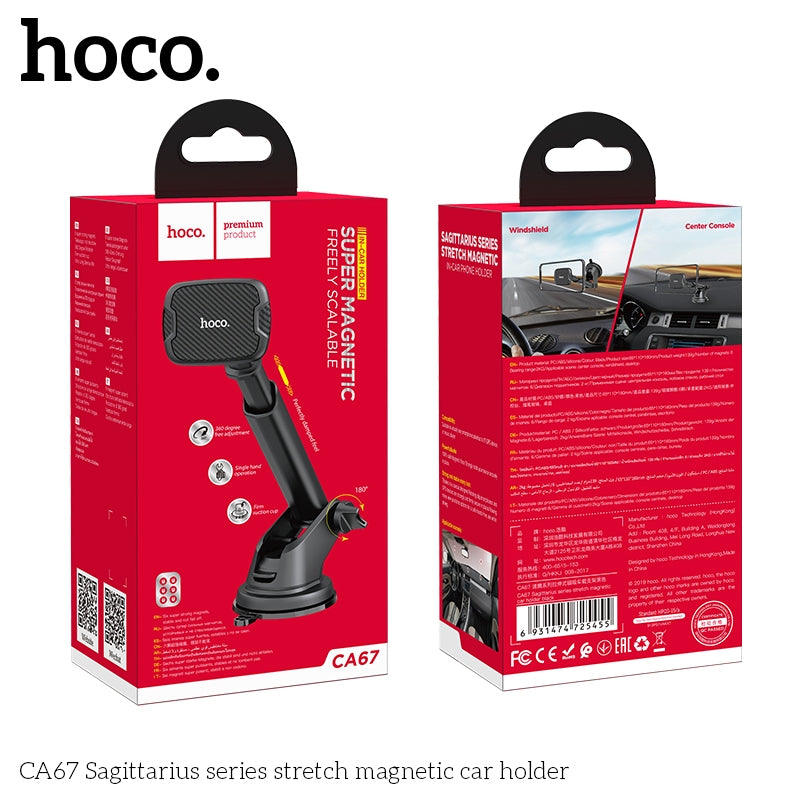 Hoco CA67 Sagittarius Series Stretch Magnetic Car Holder Black-www.firsthelptech.ie