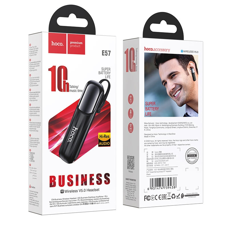 Hoco E57 Essential Business Bluetooth Headphones Black-www.firsthelptech.ie