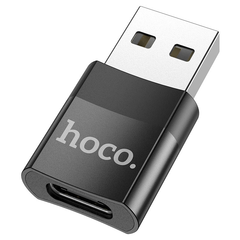Hoco UA17 USB Male to Type-C Female Adapter Black-www.firsthelptech.ie