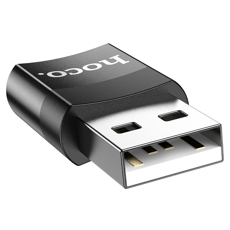 Hoco UA17 USB Male to Type-C Female Adapter Black-www.firsthelptech.ie